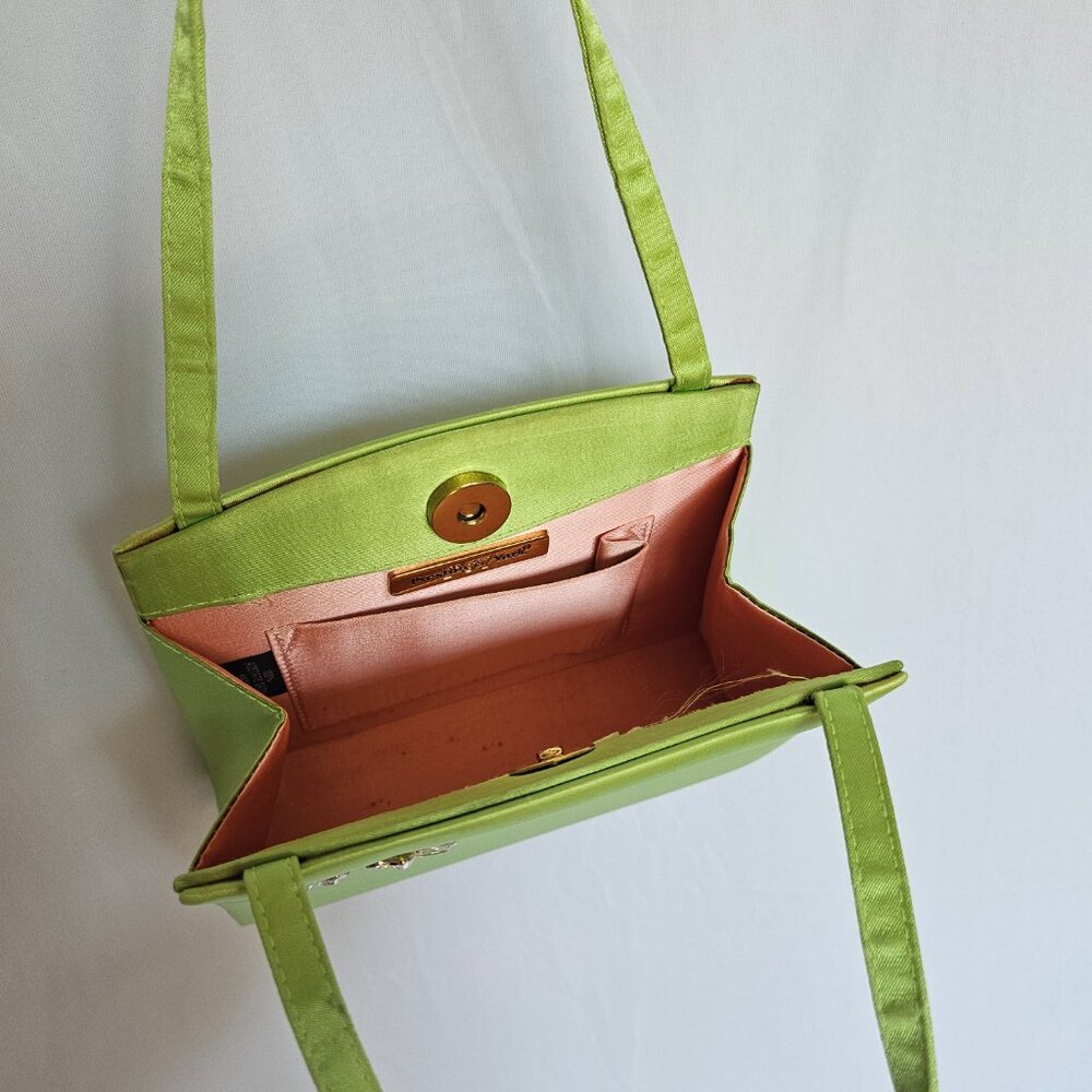 PRESTON & YORK Lime Green Butterfly Jeweled Purse, Prom / Evening / Cocktail - Picture 4 of 11